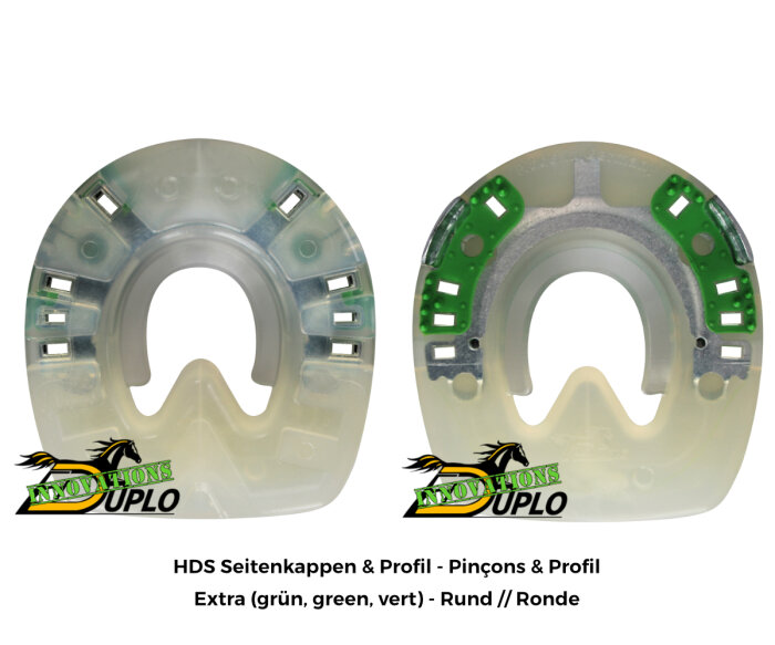 Duplo Heavy Duty Shoe (HDS) Clipped and Threaded Pair Price (Two Duplos)-Extra (green) - ROUND-134 mm