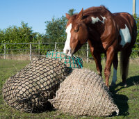 Filet à Foin // Sac avec corde Taille "S" ( 0m90 x 1m10 avec ouverture sur le côté court)-Mailles de 80 mm / PPhr 5 mm-Vert