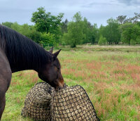 Filet à Foin // Sac avec corde Taille "S" ( 0m90 x 1m10 avec ouverture sur le côté court)-Mailles de 80 mm / PPhr 5 mm-Vert