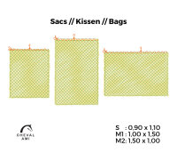 Haynet // Bag with rope Size "M" ( 1m50 x 1m00 with short side opening)-Mesh 30mm / PP 5mm-Green