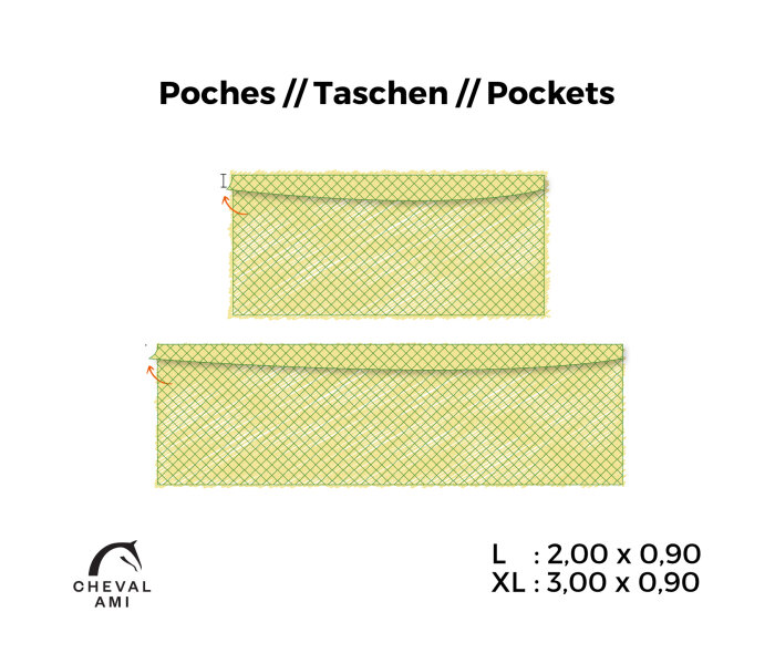 Heunetz // Tasche mit Umschlag Größe "L" ( 2m00 x 0m90)-Maschen 30mm / PP 4mm-Grün