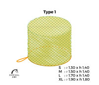 Haynet for Round bales Type 1 Size "L" ( Ø 1m70 + length of sides 1m40)-Mesh 60 mm / PP 5 mm-Green