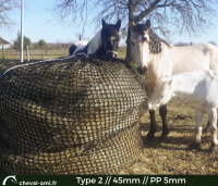 Haynet for Round bales Type 2 Size "M" ( Ø 1m50 + length of sides 2m30)-Mesh 45 mm / PP 5 mm-Black