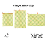 Haynet // Bag with rope Size "M" ( 1m50 x 1m00 with short side opening)-Mesh 38mm / PP 5mm-Black