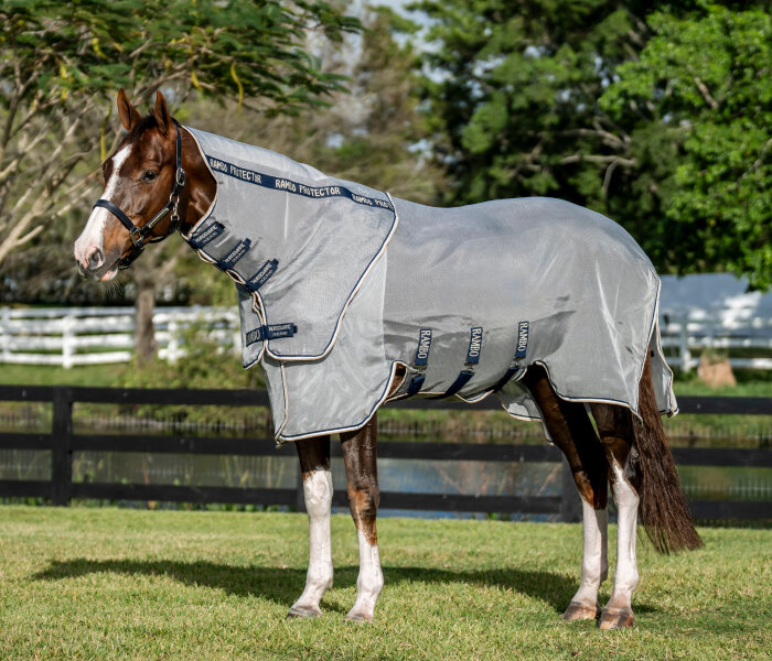 Rambo® Protector Plus Silver/Navy, White & Beige-Back length 145 cm (C-D) / Body length 198 cm 78” (A-B)