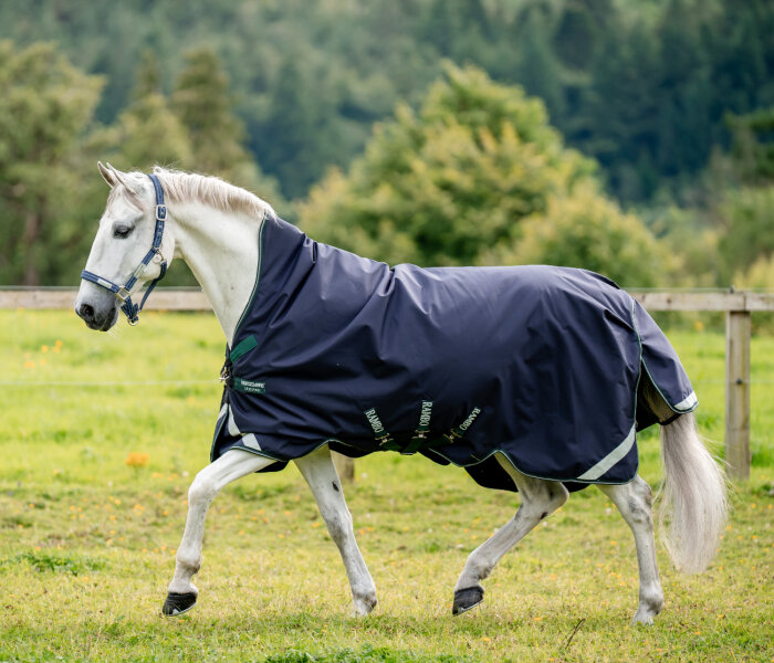 Rambo® Imperméable Wug 0g Navy / Vert forêt & Argent-Longueur du dos 160cm (CD) / Longueur du corps 213cm 84" (A-B)