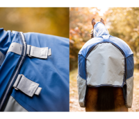 Couverture dextérieur Rambo® Autumn Series (Extérieur 0g plus doublure 100g) Navy / Gris-Longueur du dos 160cm (CD) / Longueur du corps 213cm 84" (A-B)