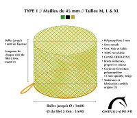 Filet à Foin // Balle ronde // Maille 45 mm // Type 1 // PP 5 mm sans nœuds Noir Jusquà 1m70 de diamètre