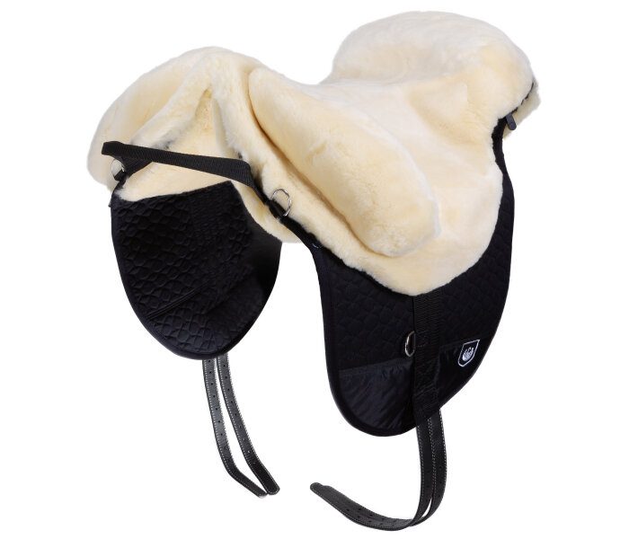 Bareback riding pad PREMIUM PLUS Poney Natural / Black / Natural