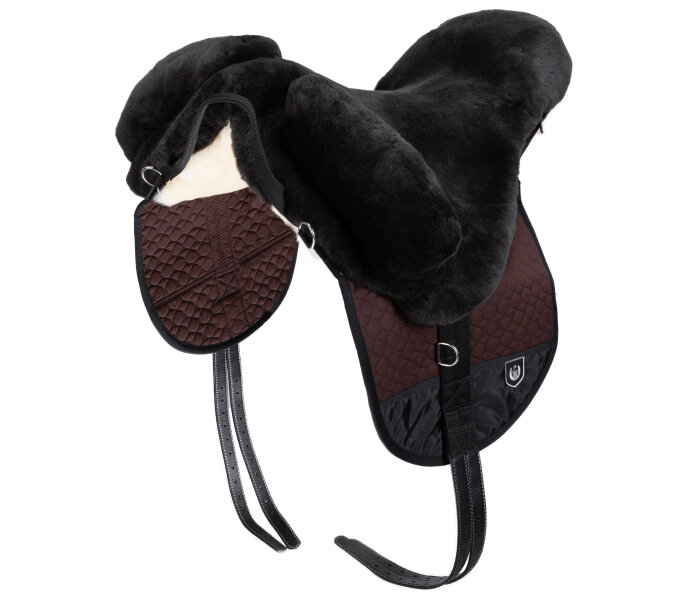 Tapis de monte à cru PREMIUM PLUS Cheval de selle Marron / Marron / Naturel