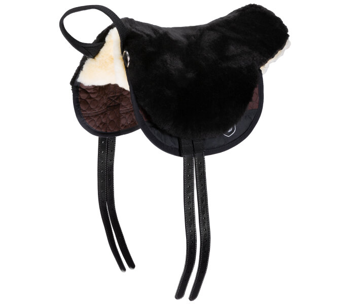 Bareback lambskin riding pad BASIC PLUS Shetland Brown / Brown / Natural