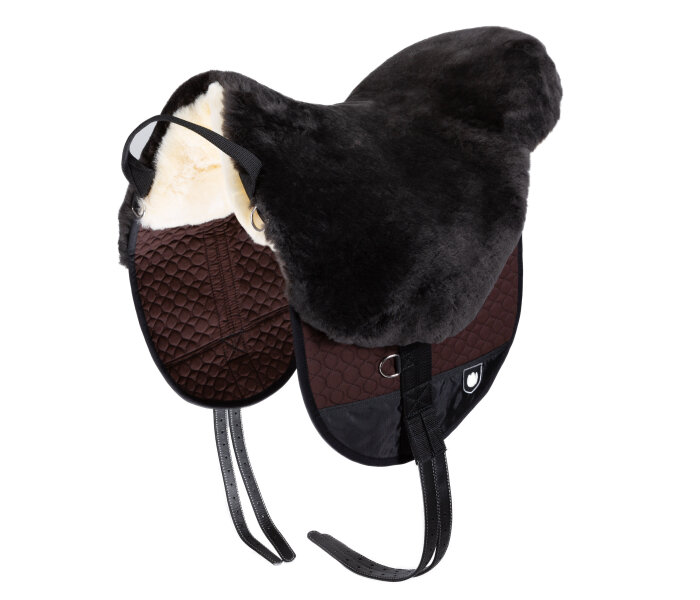 Bareback lambskin riding pad BASIC PLUS Pony Brown / Brown / Natural