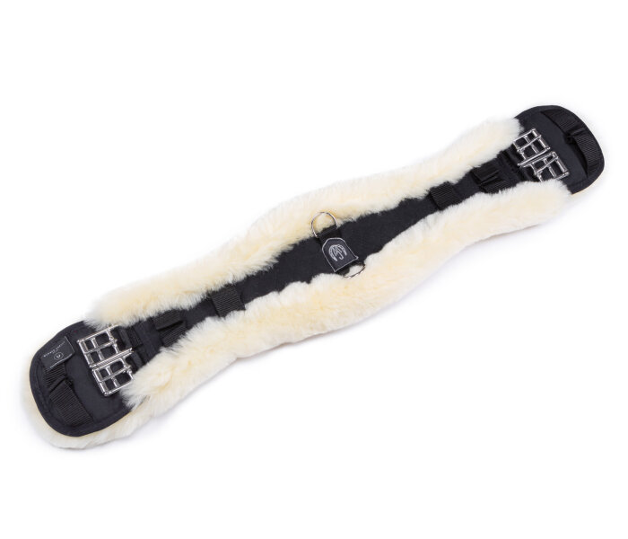 Konturgurt aus Lammfell Schwarz / Natur 85 cm