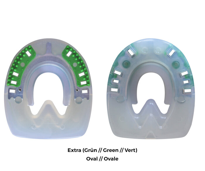 Duplo-Beschläge ohne Seitenkappen Paarpreis (Zwei Duplos) Extra (grün) - OVAL 122 mm